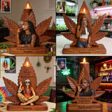 Cannabis Enthusiast - Personalized Weed Custom Shape Wooden Candle Holder
