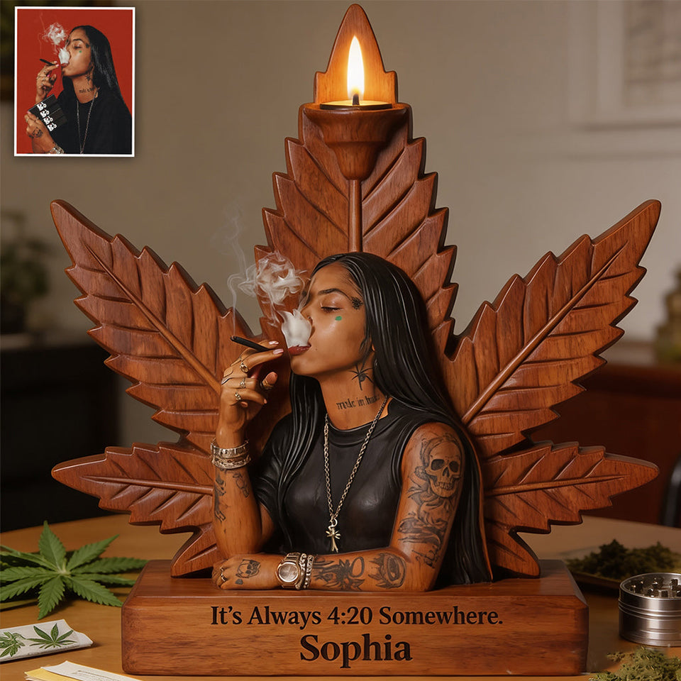 Cannabis Enthusiast - Personalized Weed Custom Shape Wooden Candle Holder