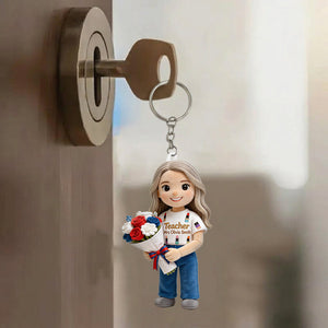 Teaching Is a Work Of Heart - Personalized Teacher Plush Keychain
