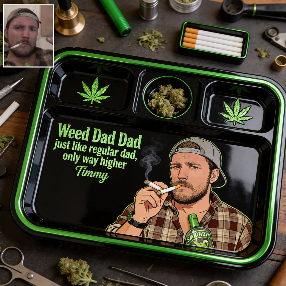 Custom Rolling Tray From Any Photo, Gift For World's Dopest Dad - Personalized Weed Catch-All Tray