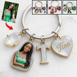 Custom Any Photo Birthstone Style - Personalized Birth Stone Keychain With Charms
