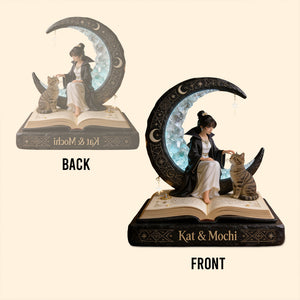 The Witch, Her Crystal, Her Cat, And Her Spell Book - Personalized Witch Custom Shaped Acrylic Plaque
