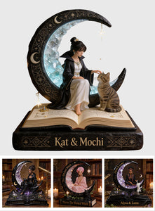 The Witch, Her Crystal, Her Cat, And Her Spell Book - Personalized Witch Custom Shaped Acrylic Plaque