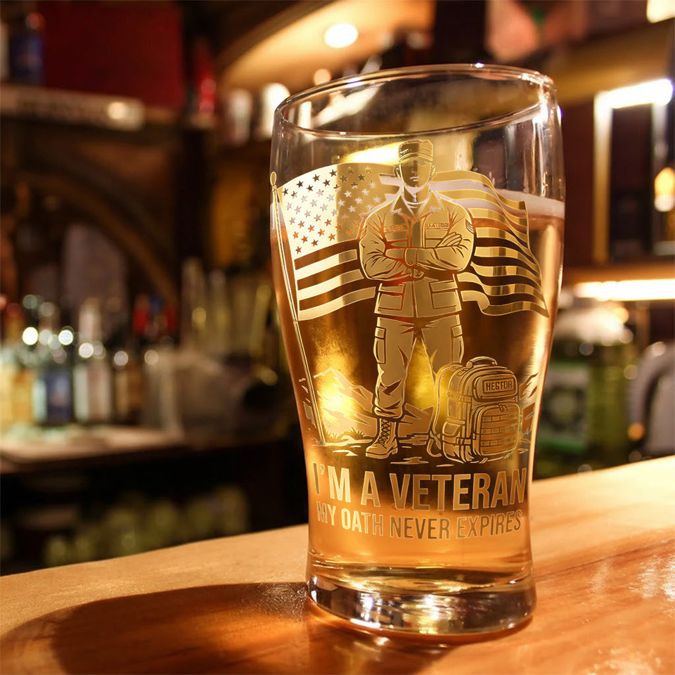 Patriotic Veteran - Personalized Veteran Beer Pint