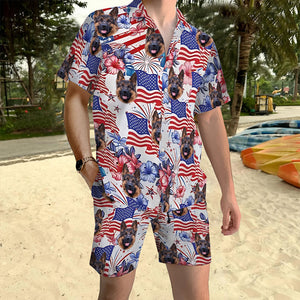 Patriotic Dog - Personalized Dog Hawaiian Shirt & Men Shorts