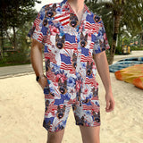 Patriotic Dog - Personalized Dog Hawaiian Shirt & Men Shorts
