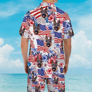 Patriotic Dog - Personalized Dog Hawaiian Shirt & Men Shorts
