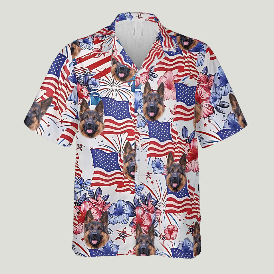 Patriotic Dog - Personalized Dog Hawaiian Shirt & Men Shorts