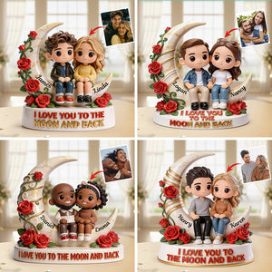 I Love You To The Moon And Back - Personalized Couple Custom Shaped Acrylic Plaque