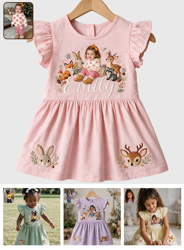 Woodland Cute Gift For Girl/ Daughter/ Granddaughter... - Personalized Kid Kid Ruffle Sleeve Dress
