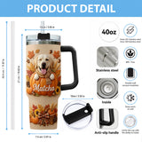 Autumn Snuggles Pumpkin Paws - Personalized Dog Tumbler With Plush Charm