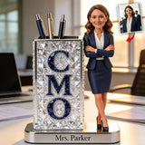 Your Title, Your Desk - Custom Executive Pen Holder Sculpture - Personalized Colleague Acrylic Pot