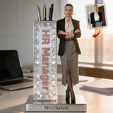 Your Title, Your Desk - Custom Executive Pen Holder Sculpture - Personalized Colleague Acrylic Pot
