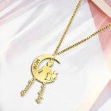 Mom I Love You To The Moon And Back - Personalized Mother Necklace with Charms