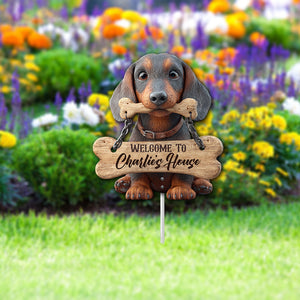 Welcome - Personalized Dachshund Metal Garden Art