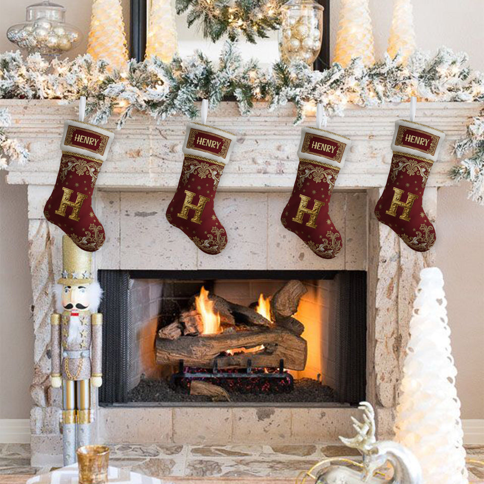 Name Initial Alphabet - Personalized Family Shaped Christmas Stocking