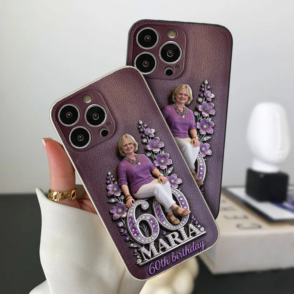Custom Any Photo Perfect Gift For Mom, Grandma - Personalized Birthday 3D Embossed Leather Phone Case