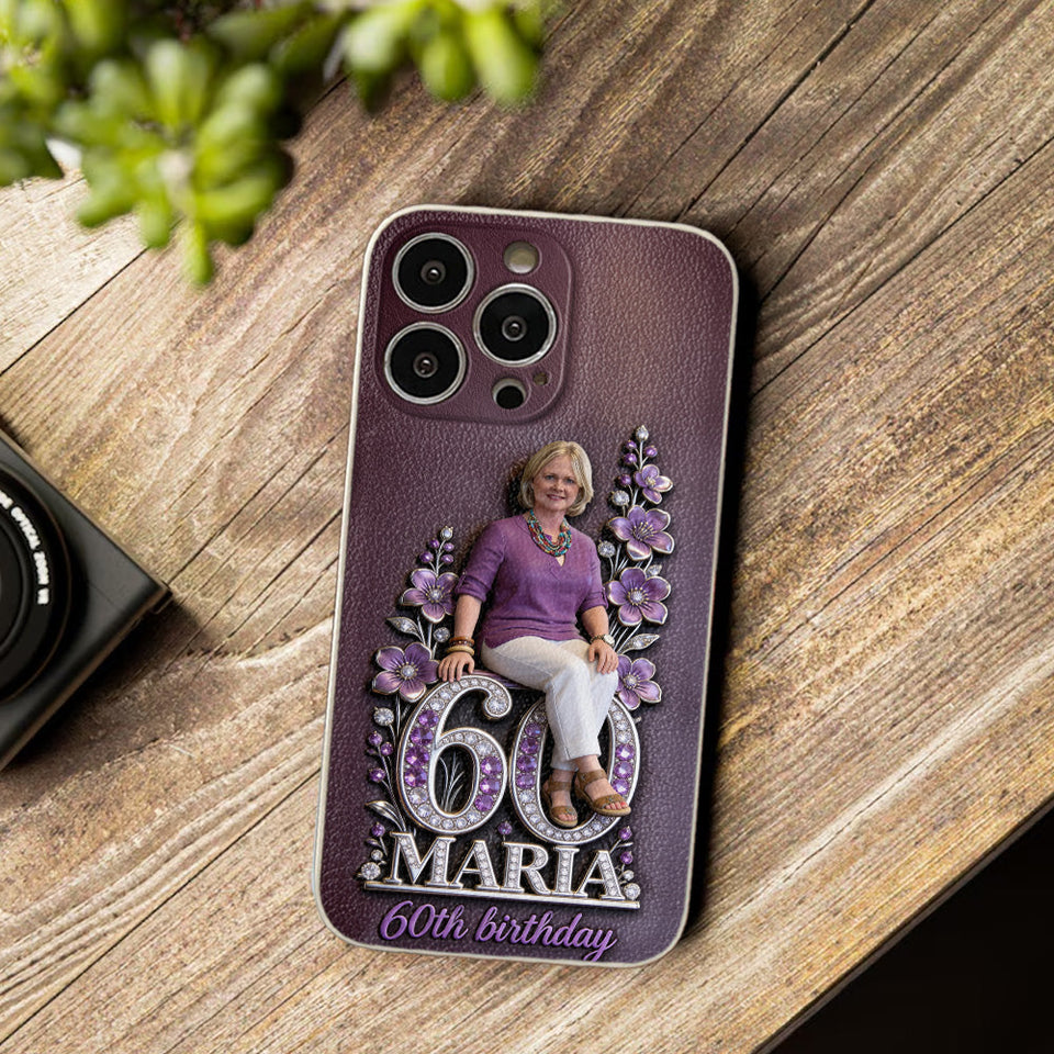 Custom Any Photo Perfect Gift For Mom, Grandma - Personalized Birthday 3D Embossed Leather Phone Case