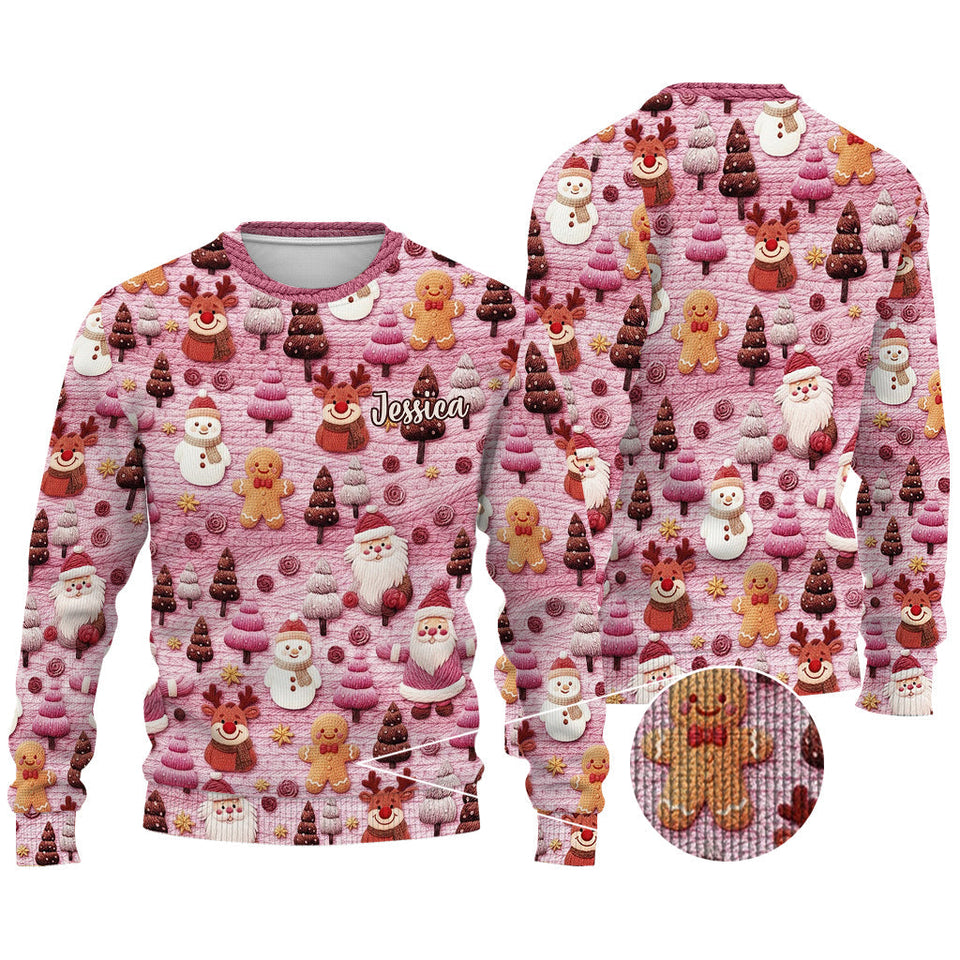 Merry Christmas Santa Cartoon Characters - Personalized Christmas Ugly Sweater