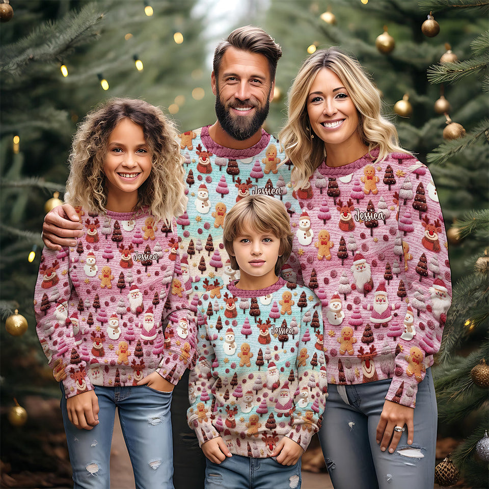 Merry Christmas Santa Cartoon Characters - Personalized Christmas Ugly Sweater