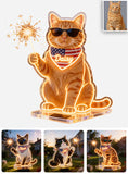 Celebrate 4th Of July - Personalized Cat Solar Acrylic Light