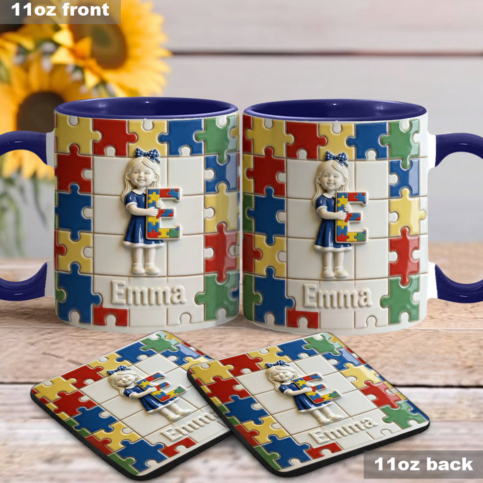 Autism Letter - Personalized Autism Awareness Accent Mug & Coaster