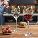 Gingerbread Letter - Personalized Family Wine Glass With Long Stem