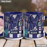 Nursing Is A Work Of Heart - Personalized Nurse Accent Mug & Coaster