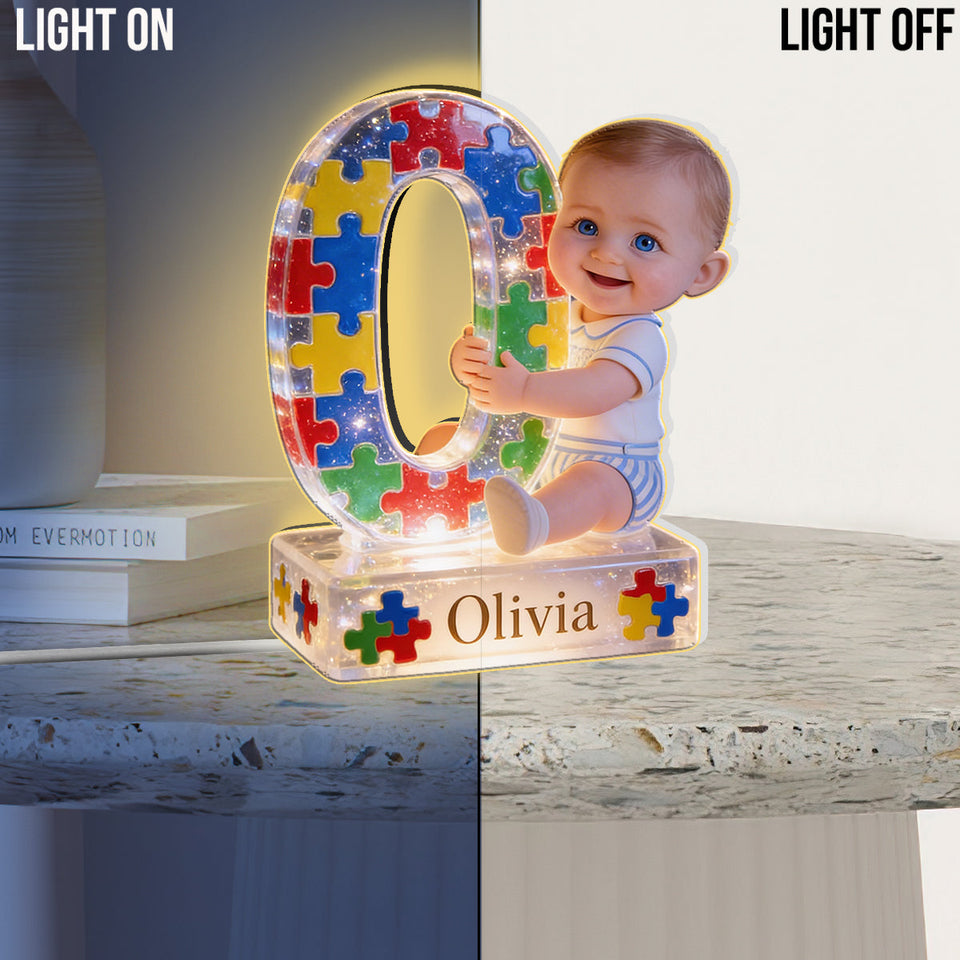 Autism Letter - Personalized Autism Awareness Acrylic LED Night Light