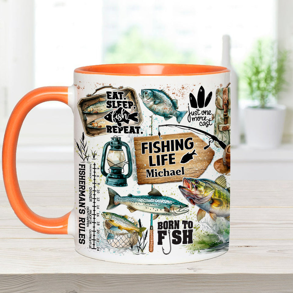 Just One More Cast - Personalized Fishing Accent Mug