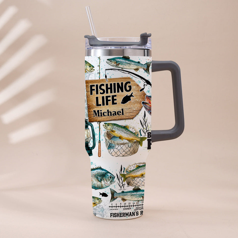 Just One More Cast - Personalized Fishing Tumbler With Handle