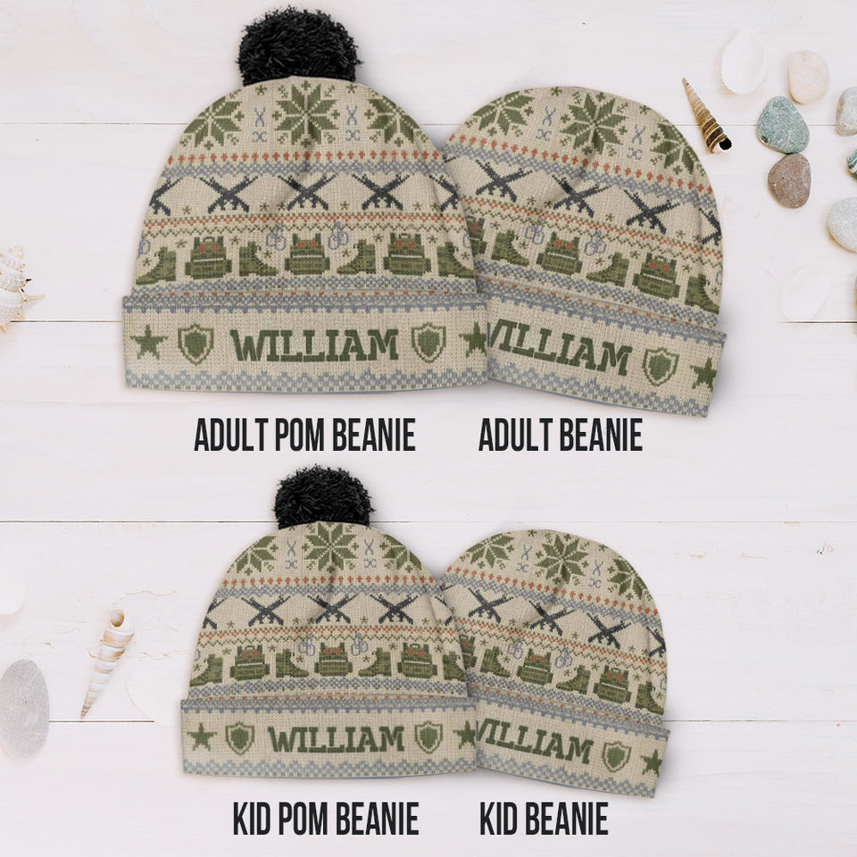 Camouflage Military - Personalized Veteran Beanie Hat