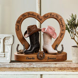 Cowboy & Cowgirl Couple, Western House Decoration, God Bless The Broken Road - Personalized Western Outfit Custom Shaped Wood Plaque