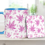 Pink Toil Marijuana Pattern - Personalized Weed Accent Mug