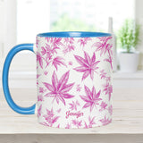 Pink Toil Marijuana Pattern - Personalized Weed Accent Mug