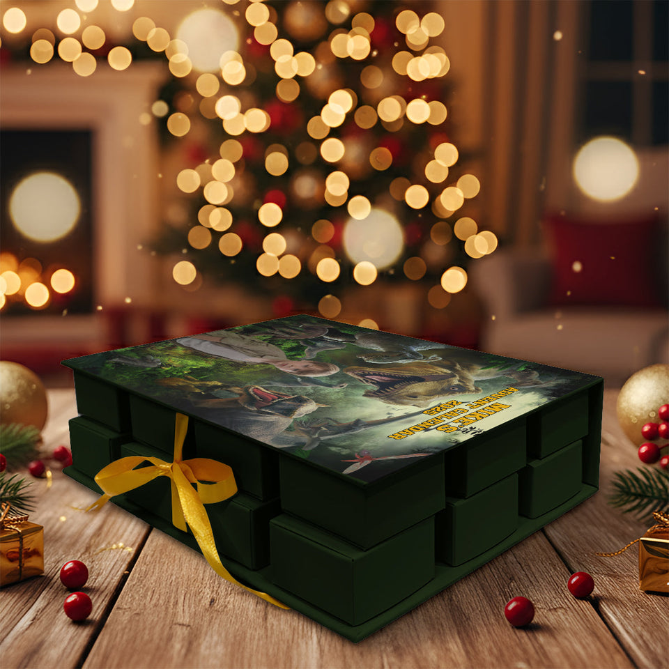 24 Dinosaurs Species Gift For Boys - Personalized Kid Folded Advent Calendar With Ornaments