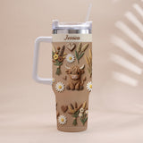 Love Highland Cow - Personalized Highland Cow Tumbler With Handle