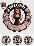 Any Photo Hair Salon Welcome Sign - Personalized Hairdresser Custom Shaped Wood Sign
