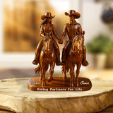 Riding Partners For Life - Personalized Cowgirl Custom Shaped Acrylic Plaque