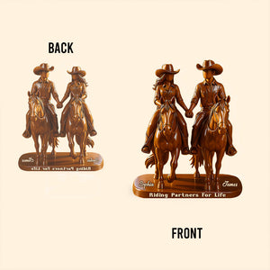 Riding Partners For Life - Personalized Cowgirl Custom Shaped Acrylic Plaque