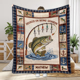 Hooked On Being Grandpa - Personalized Fishing Blanket