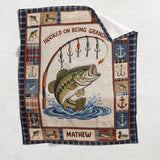 Hooked On Being Grandpa - Personalized Fishing Blanket
