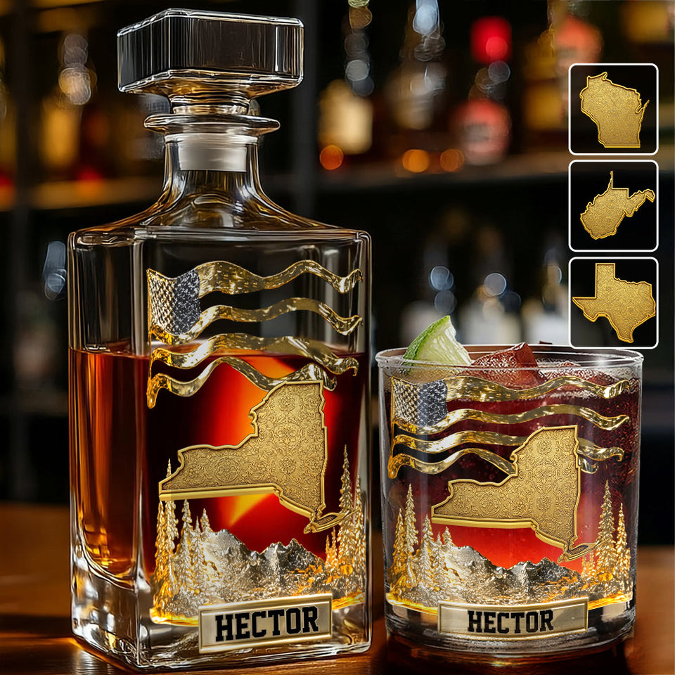 The State Pride - Personalized Luxury Whiskey Decanter Set
