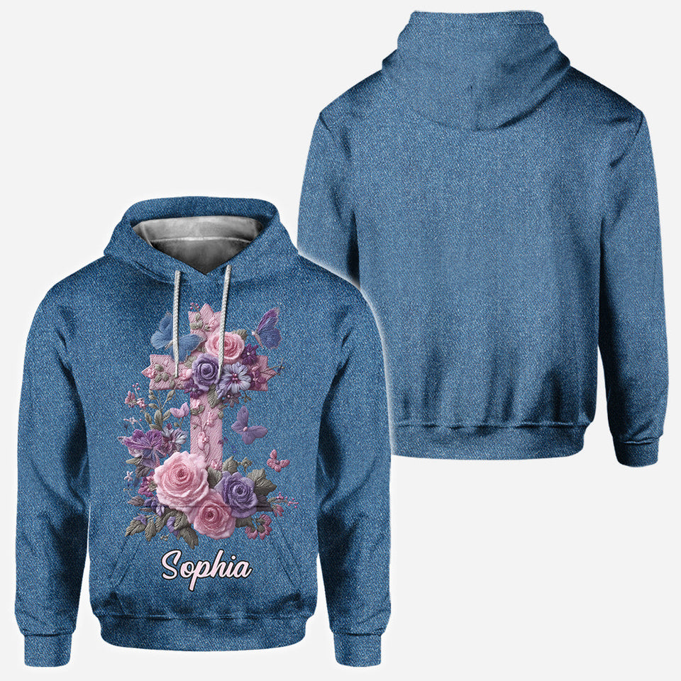 Cross & Floral - Graceful Style Honoring Faith - Personalized Christian All Over Shirt