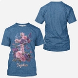 Cross & Floral - Graceful Style Honoring Faith - Personalized Christian All Over Shirt