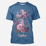 Cross & Floral - Graceful Style Honoring Faith - Personalized Christian All Over Shirt