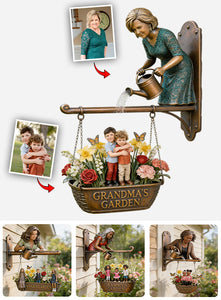 Custom Any Photo My Beautuful Garden - Personalized Grandma Wooden Wall Mount Sign