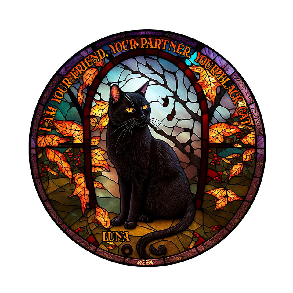 Black Cat - Personalized Black Cat Shaped Doormat