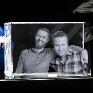 Custom Photo - Personalized grandson Laser Engraving 3D Cuboid Shaped Crystal Lamp