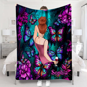 Just A Girl Who Loves Butterflies - Personalized Butterfly Blanket